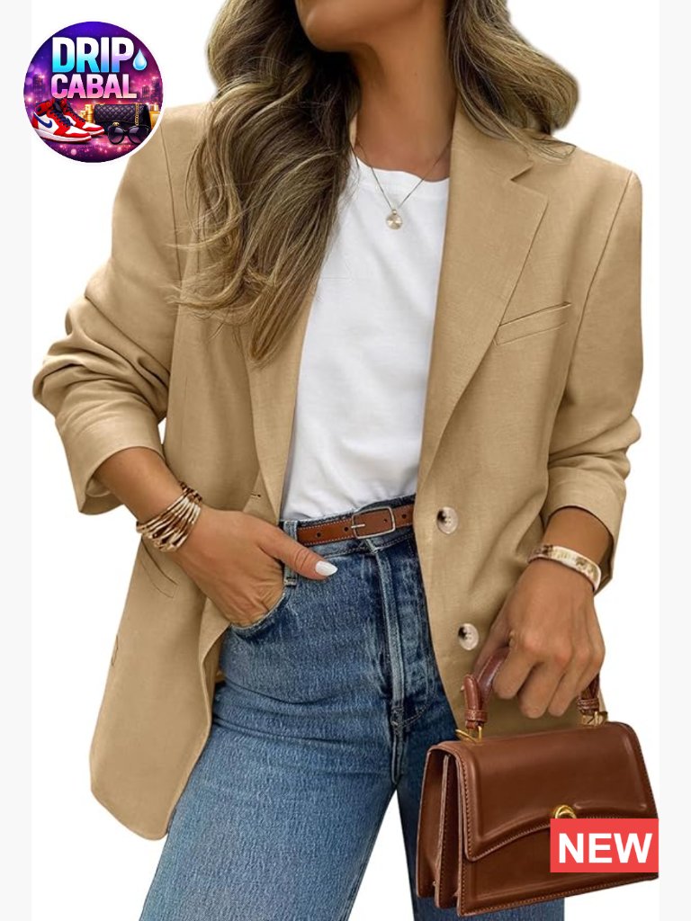 Business Casual Blazer With Notch Lapel And Pockets